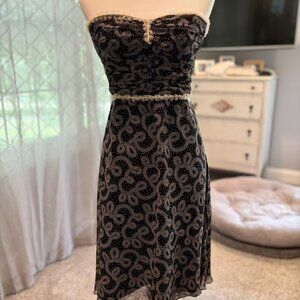 Anna Sui Paisley‎ strapless dress, Sz 6, Silk